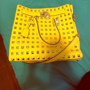 Michael Kors Hamilton studded yellow bag